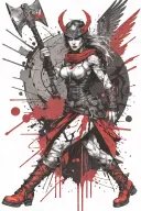 valkyrie with axe tattoo design idea