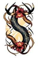 two Taurus zodiac symbol intertwined tattoo design idea