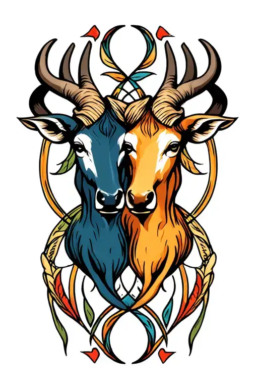 two Taurus zodiac symbol intertwined tattoo design idea