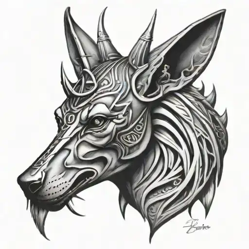 Anubis and realism style tattoo tattoo design idea