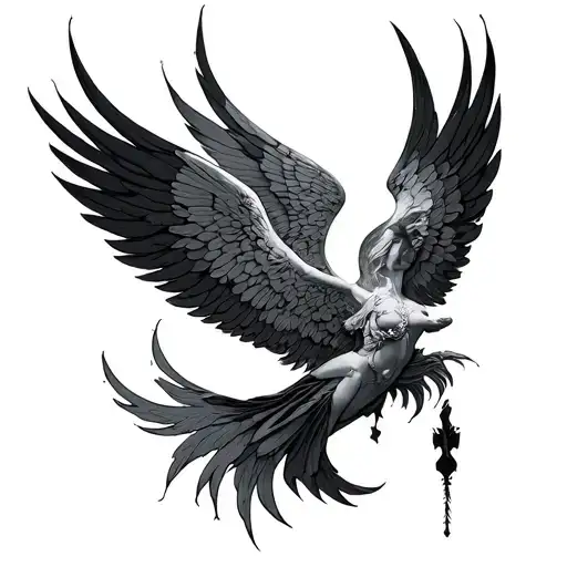 Seraphim in Black work style tattoo tattoo design idea