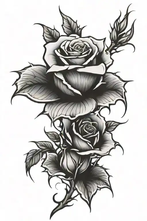 Rose with thorns freezing and dying tattoo design idea