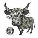 An abstract geometric pattern inspired by cattle branding symbols tattoo design idea