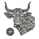 An abstract geometric pattern inspired by cattle branding symbols tattoo design idea