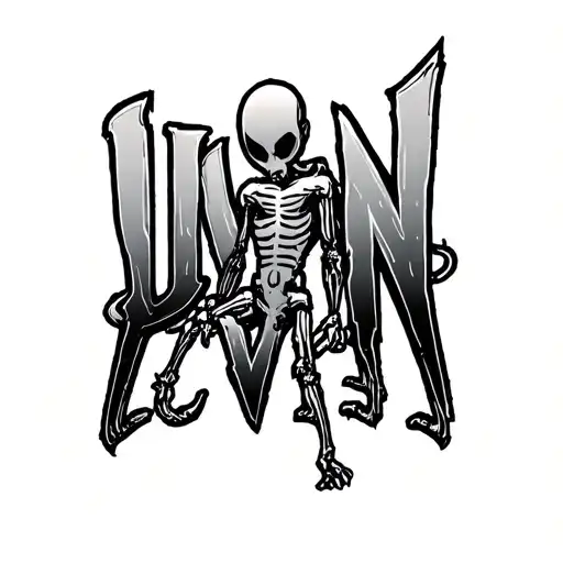 3 stickman with the letters "U.W.N." tattoo design idea
