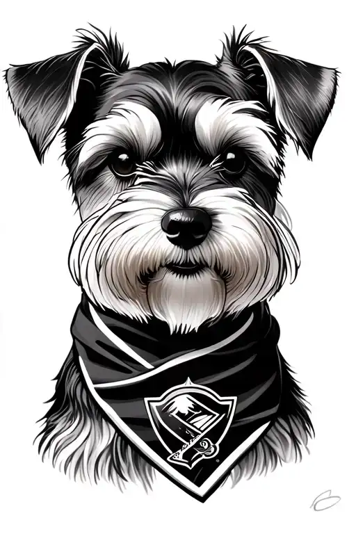 mini schnauzer wearing Sabres bandana tattoo design idea
