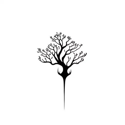 black ink abstract tree toad using negative space tattoo design idea