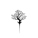 black ink abstract tree toad using negative space tattoo design idea