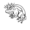 black ink abstract tree toad using negative space tattoo design idea