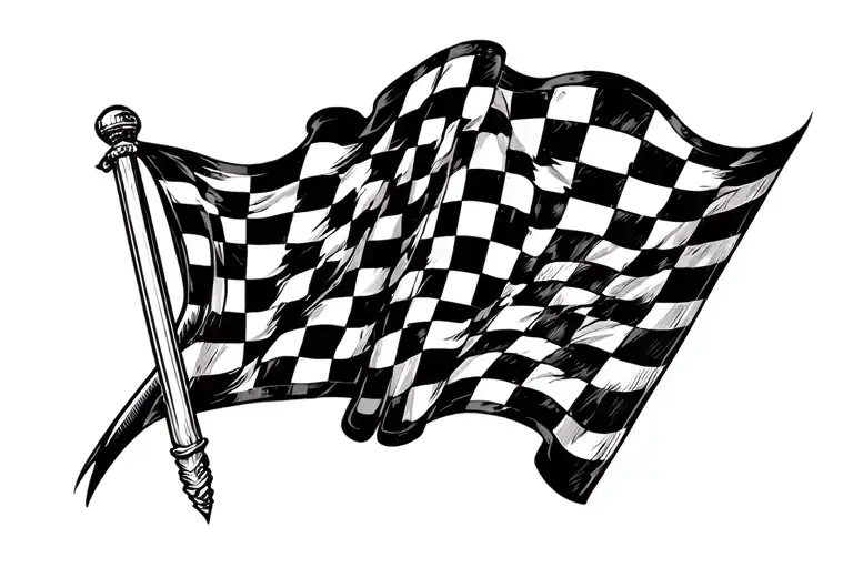 new skool checkered flag tattoo design idea