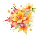 stars and flowers tattoo design idea