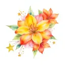 stars and flowers tattoo design idea