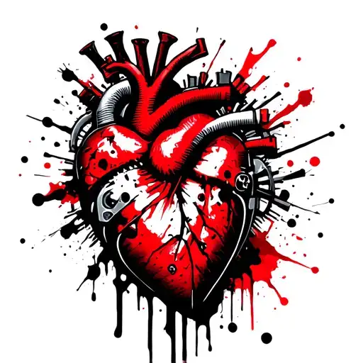 steampunk mechanical heart tattoo design idea