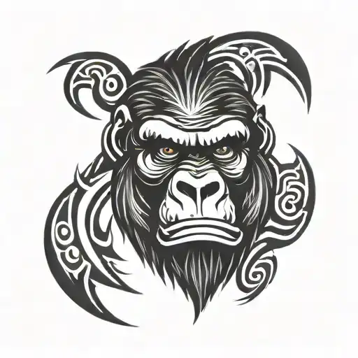 Angry gorilla head tattoo design idea