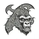 Angry gorilla head tattoo design idea