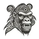 Angry gorilla head tattoo design idea