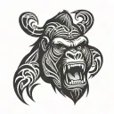 Angry gorilla head tattoo design idea