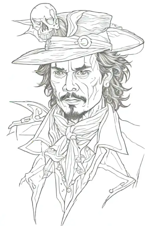 wood cut style darwing of johnny depp tattoo tattoo design idea