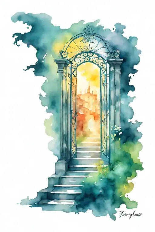 stairway to heaven gates tattoo design idea