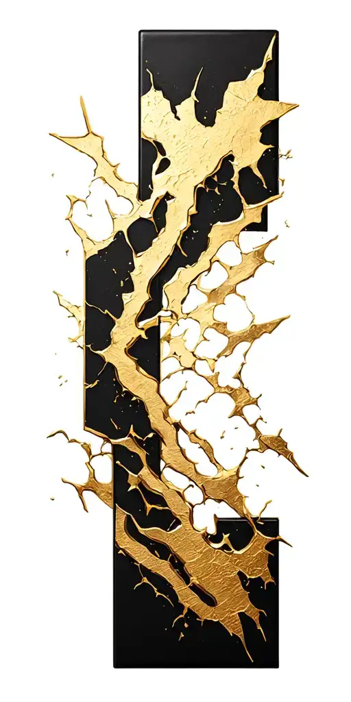Kitsungi gold cracks on a black box tattoo design idea