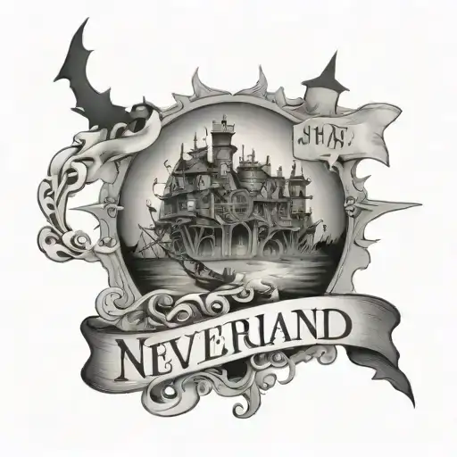 simple neverland writing tattoo design idea
