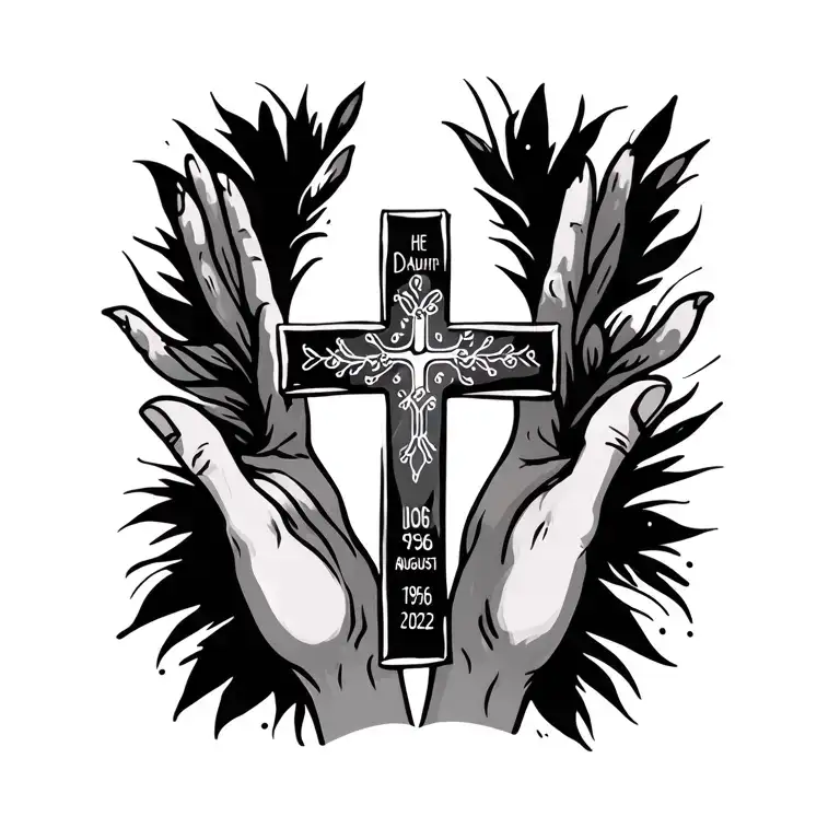 a cross on the wrist for a daughter who lost her Dad he was born August 1956 and died November 2022 tattoo design idea