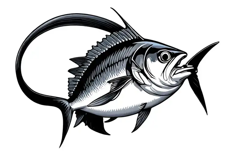 Yellowfin Tuna fish tattoo design idea