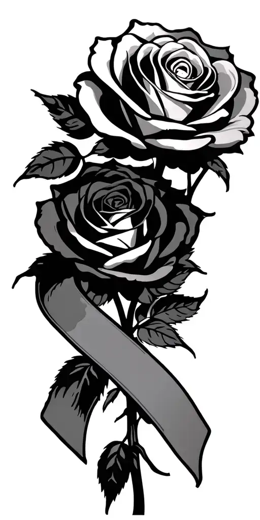 3 roses, ribbon symbolizing transformation tattoo design idea
