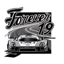 Forever 19 written with picture of race car and race track  tattoo design idea