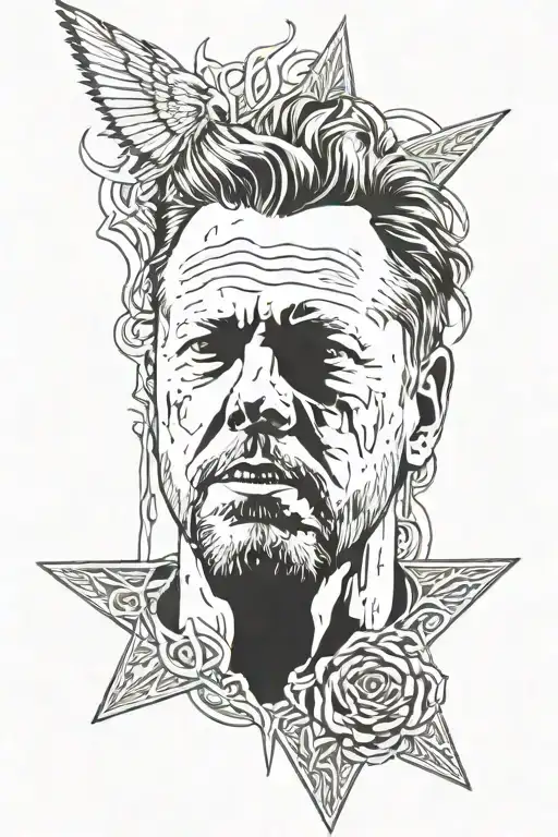 James hetfield with explorer  tattoo design idea