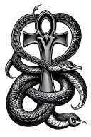 ankh with snake intertwined tattoo design idea