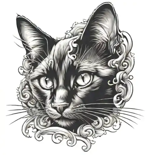 black cat portrait tattoo tattoo design idea