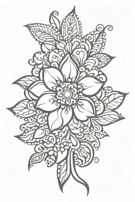 henna flowers tattoo design idea