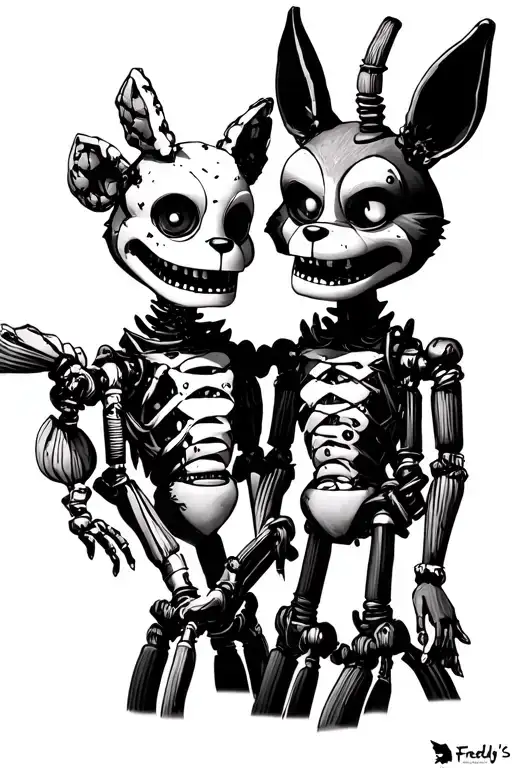 five nights at Freddy's ennard springtrap and foxy tattoo design idea