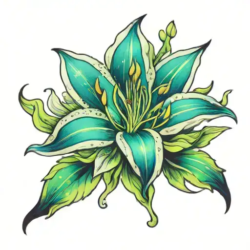 lily flower Aurora borealis tattoo design idea