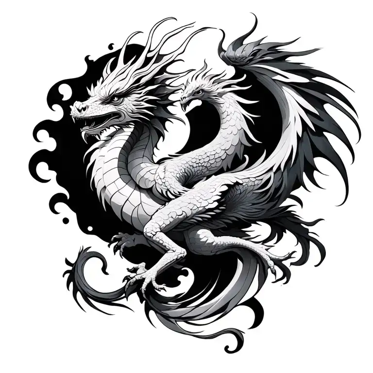 dragon and phoenix   tattoo design idea