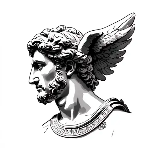 Bust of apollo greek god tattoo design idea