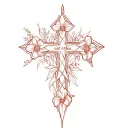 the words: alaha ilé raba, the cross of god, flowers tattoo design idea