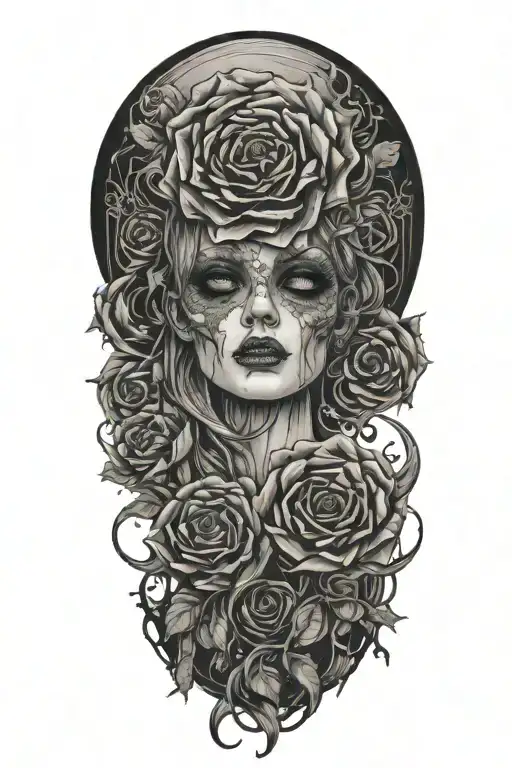 Collarbone goth emo feminine flowers tattoo design idea