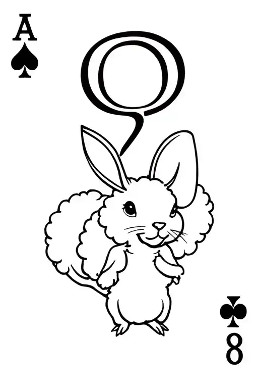 playing card number 8 depicting sheep, mouse, rabbit tattoo design idea