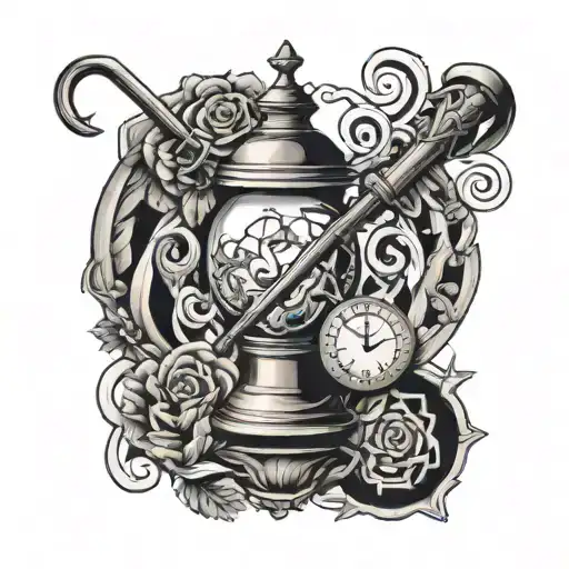 pensieve with wand intertwined tattoo design idea
