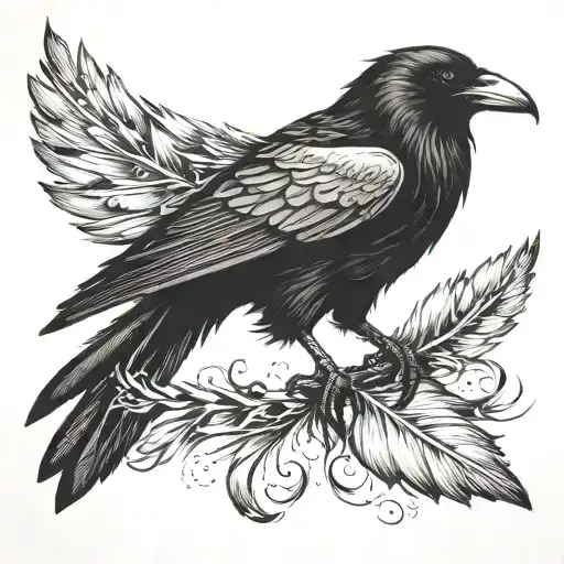 dark art raven pulls feather from wing tattoo tattoo design idea