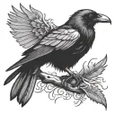 dark art raven pulls feather from wing tattoo tattoo design idea