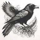 dark art raven pulls feather from wing tattoo tattoo design idea