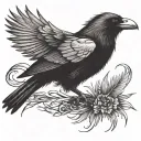 dark art raven pulls feather from wing tattoo tattoo design idea