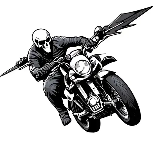 crotch rocket running from reaper tattoo design idea