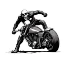 crotch rocket running from reaper tattoo design idea