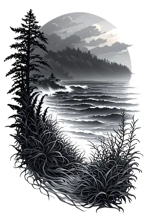 California kelp forest tattoo design idea