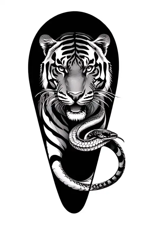 tiger and snake tattoo design idea
