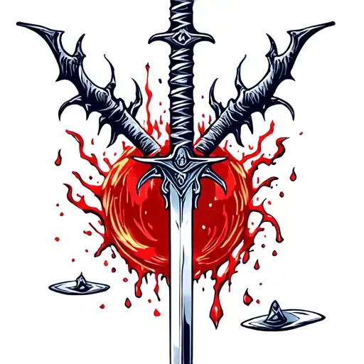 adventure time finns demon blood sword traditional style tattoo design idea